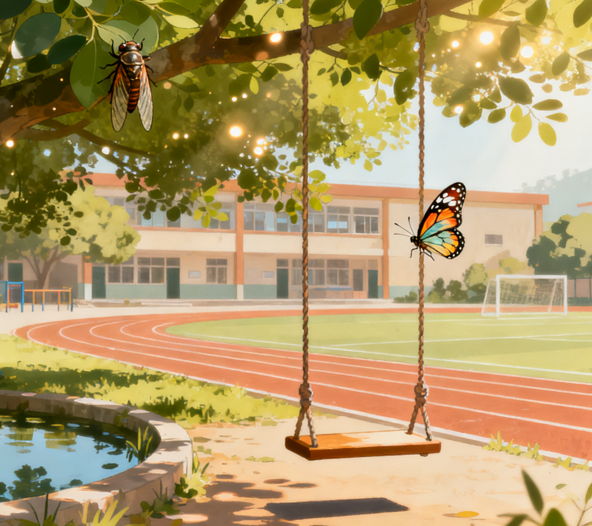 池塘边的榕树上，知了在声声叫着夏天，是那首歌里的词