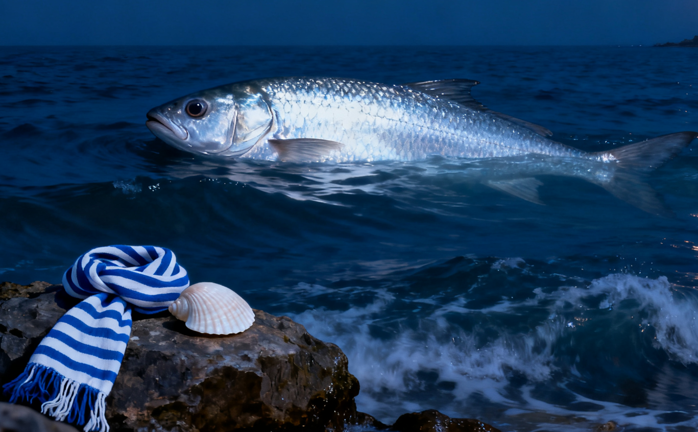 海浪无声将夜幕深深淹没，是那首歌里的词